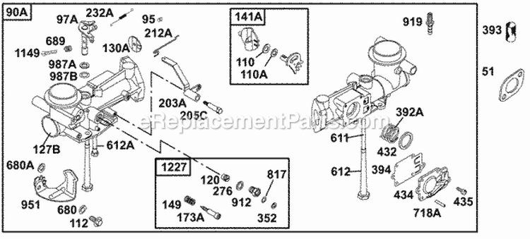 Carburetor Group 2 Diagram and Parts List for 135202-0253-01  Briggs and Stratton Engine